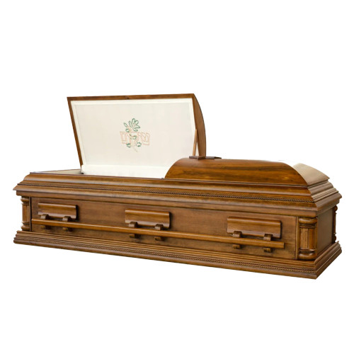 Hannah Poplar with Rosetan Crepe Interior - Jewish Wood Casket