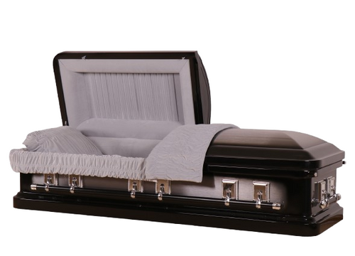Venus Black Casket with Grey Velvet Interior - Metal Casket