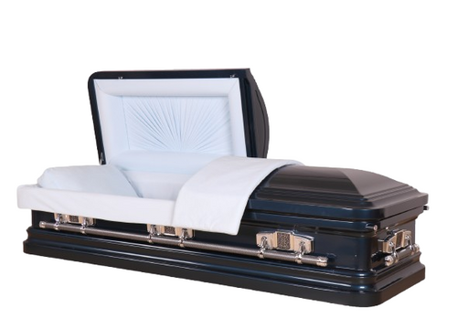 Venetian Blue with Blue Velvet Interior - Metal Casket