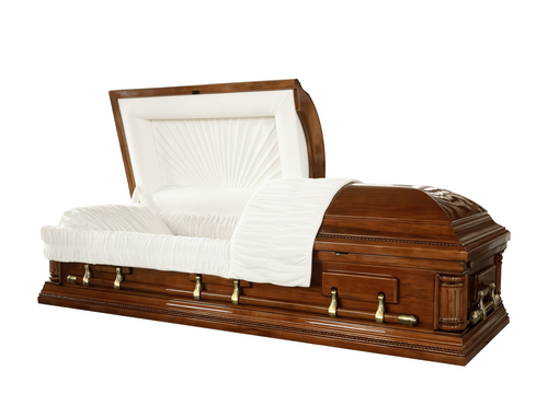 McKenzie Solid Poplar Casket with Ivory Velvet Interior -  Wood Casket