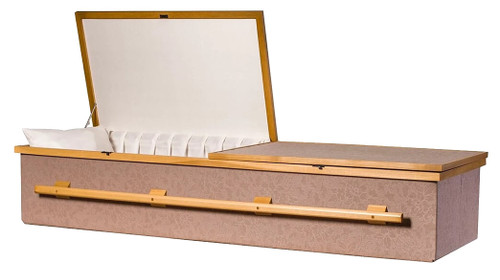 Sunset Light Cloth Covered Casket  With White Crepe Interior