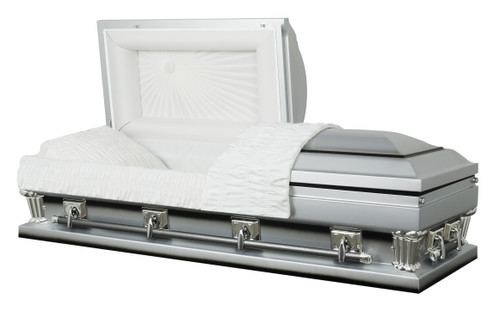 Frank Silver with White Velvet Interior 27.5" - Oversize Metal Casket