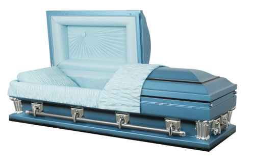 Frank Blue With Blue Velvet Interior 27.5" - Oversize Metal Casket