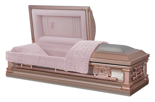 Monticello Rose with Pink Velvet Interior - Stainless Steel Casket