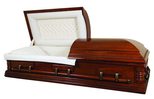 Lincoln Solid Poplar Casket with Almond Velvet Interior - Wood Casket