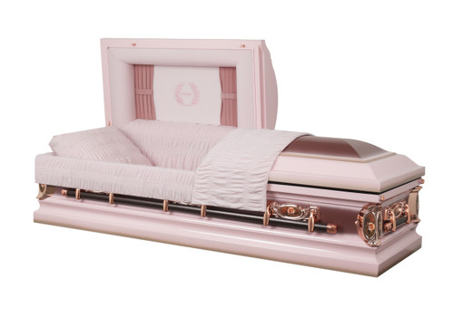 Mother' Casket Pink Finish with Pink Velvet Interior - Metal Casket