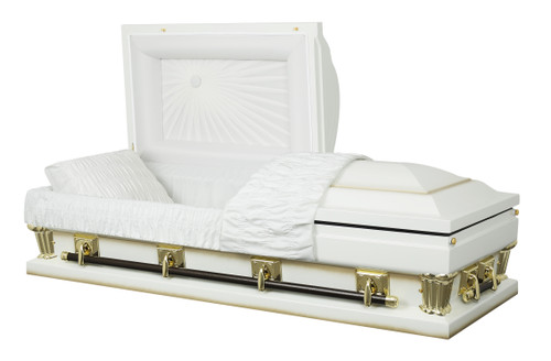 Frank White with White Velvet Interior 30.5" - Oversize Metal Casket