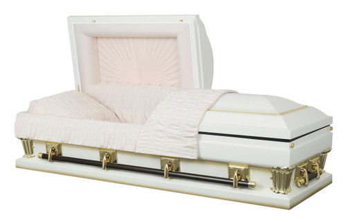 Frank White with Pink Velvet Interior 27.5" - Oversize Metal Casket