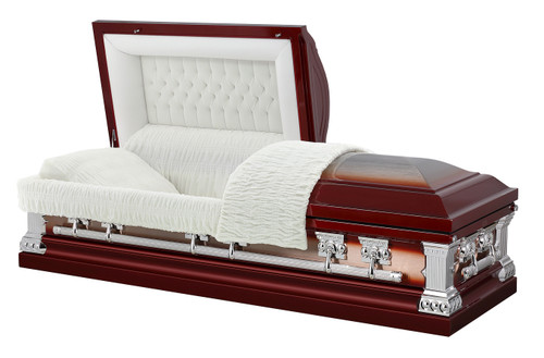 Lincoln Cherry with White Velvet Interior - Metal Casket