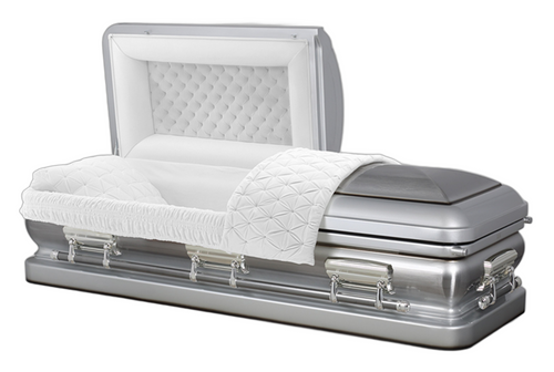 Sterling Silver with White Velvet Interior - Metal Casket