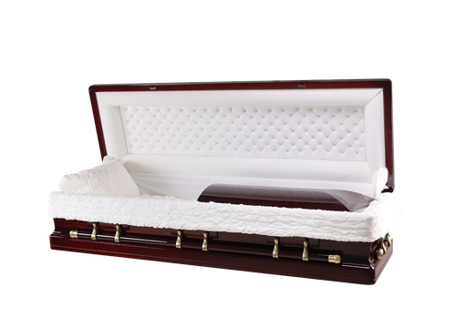 Parliament Solid Poplar Full Couch with Cream Velvet Interior -  Wood Casket