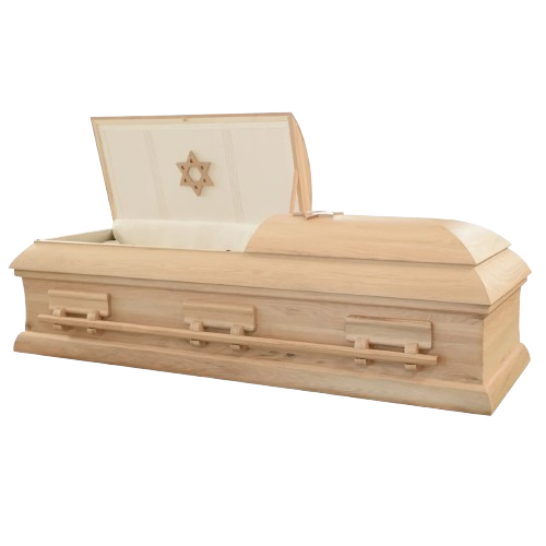 Overnight Caskets | Benjamin Wood Casket with Rosetan Crepe Interior