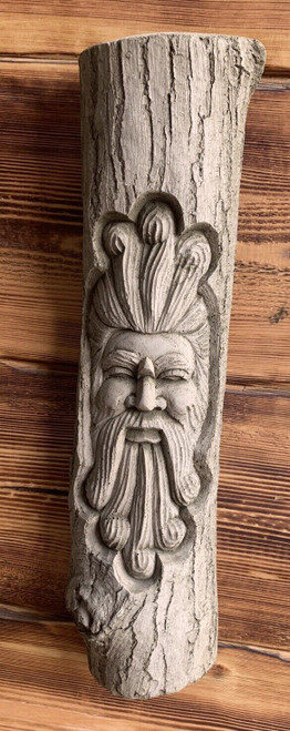 STONE GARDEN TREE MAN GREEN MAN SMALL CURLY BEARD HANGING PLAQUE ORNAMENT