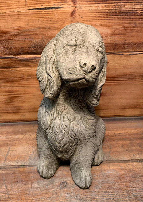 STONE GARDEN LARGE SITTING SPANIEL DOG PUPPY HOUND ORNAMENT MEMORIAL STATUE