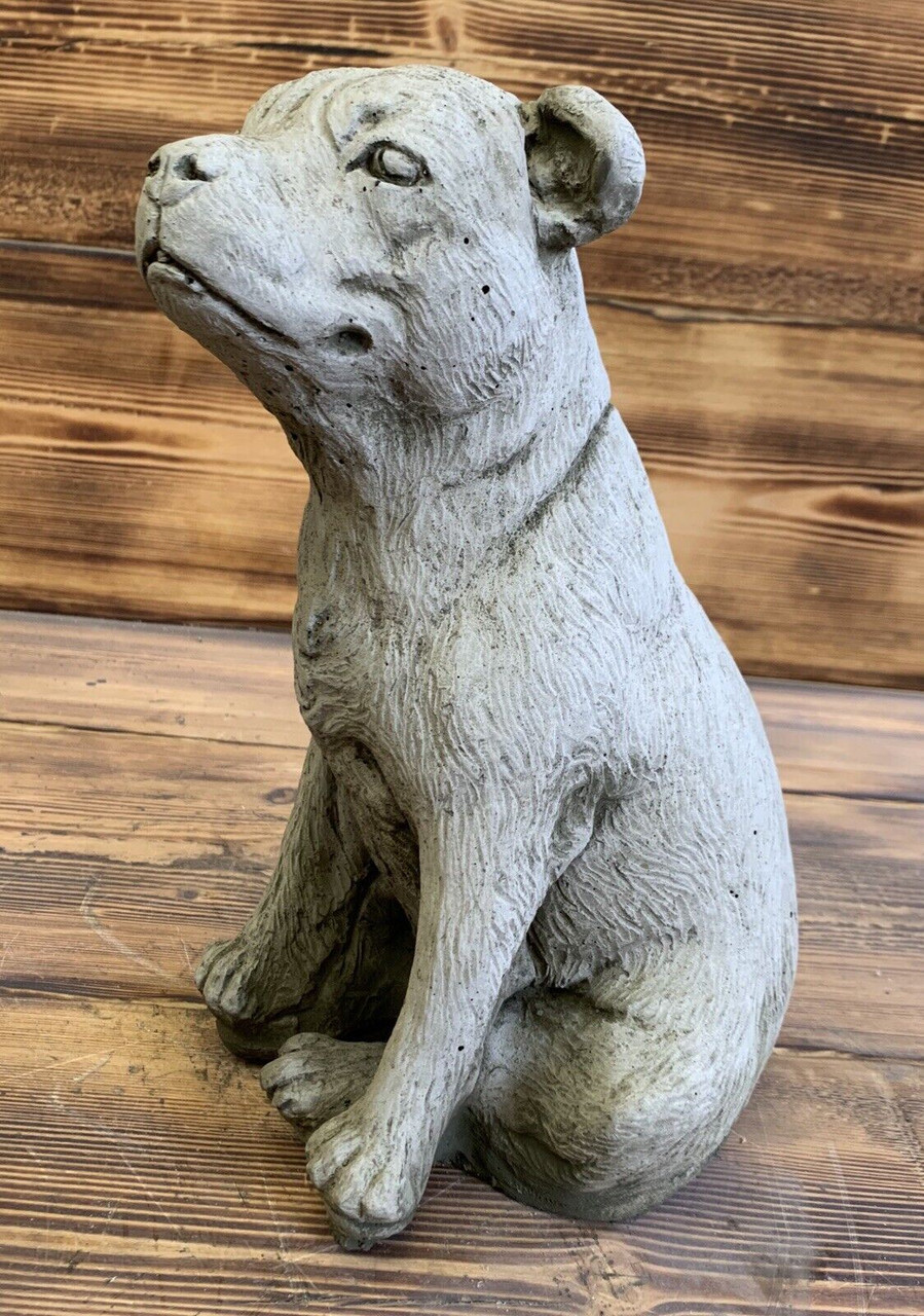 STONE GARDEN STAFFORDSHIRE BULL TERRIER STAFFY DOG STATUE ORNAMENT 