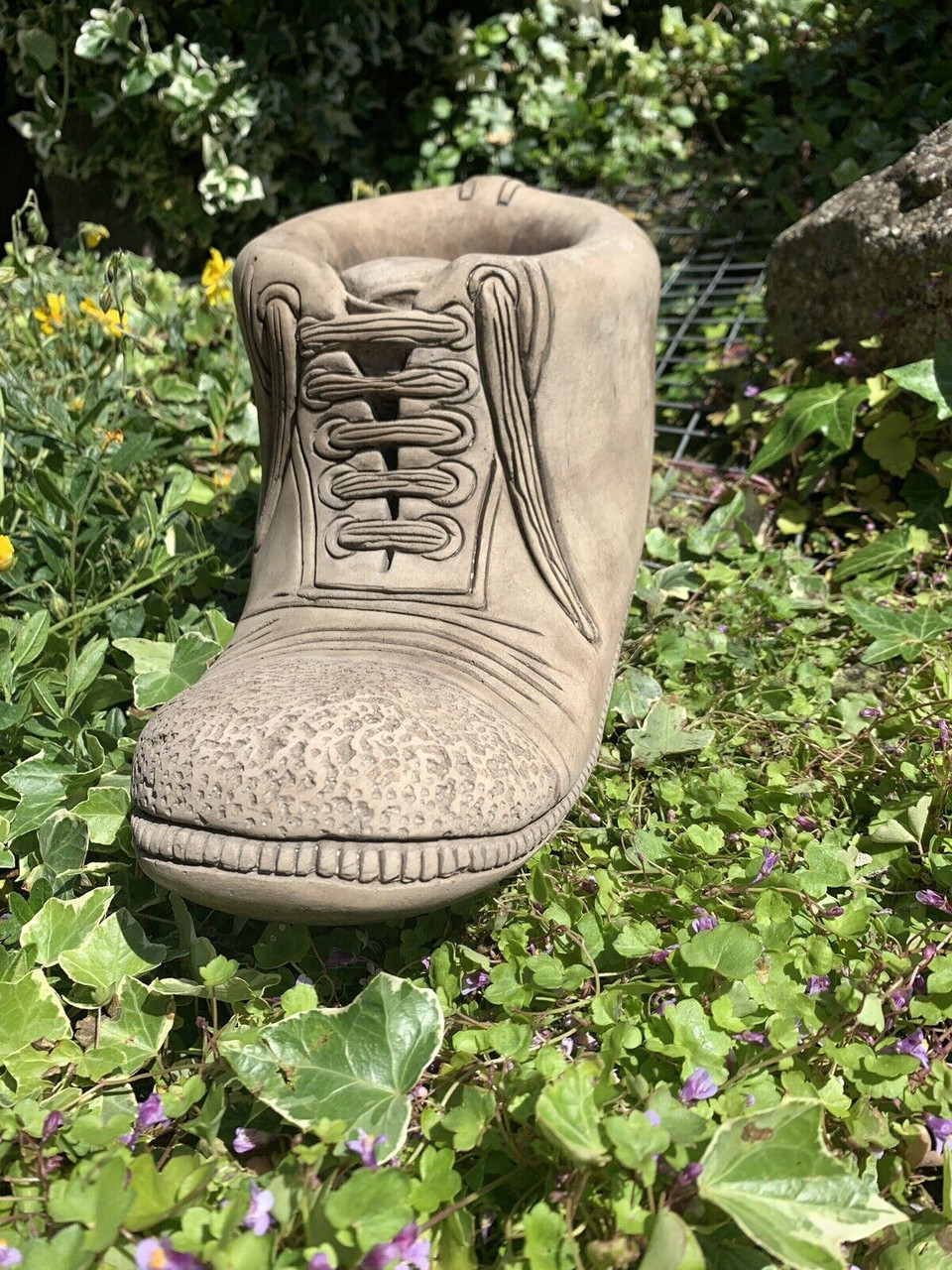 STONE GARDEN DETAILED BOOT PLANTER CONCRETE ORNAMENT 