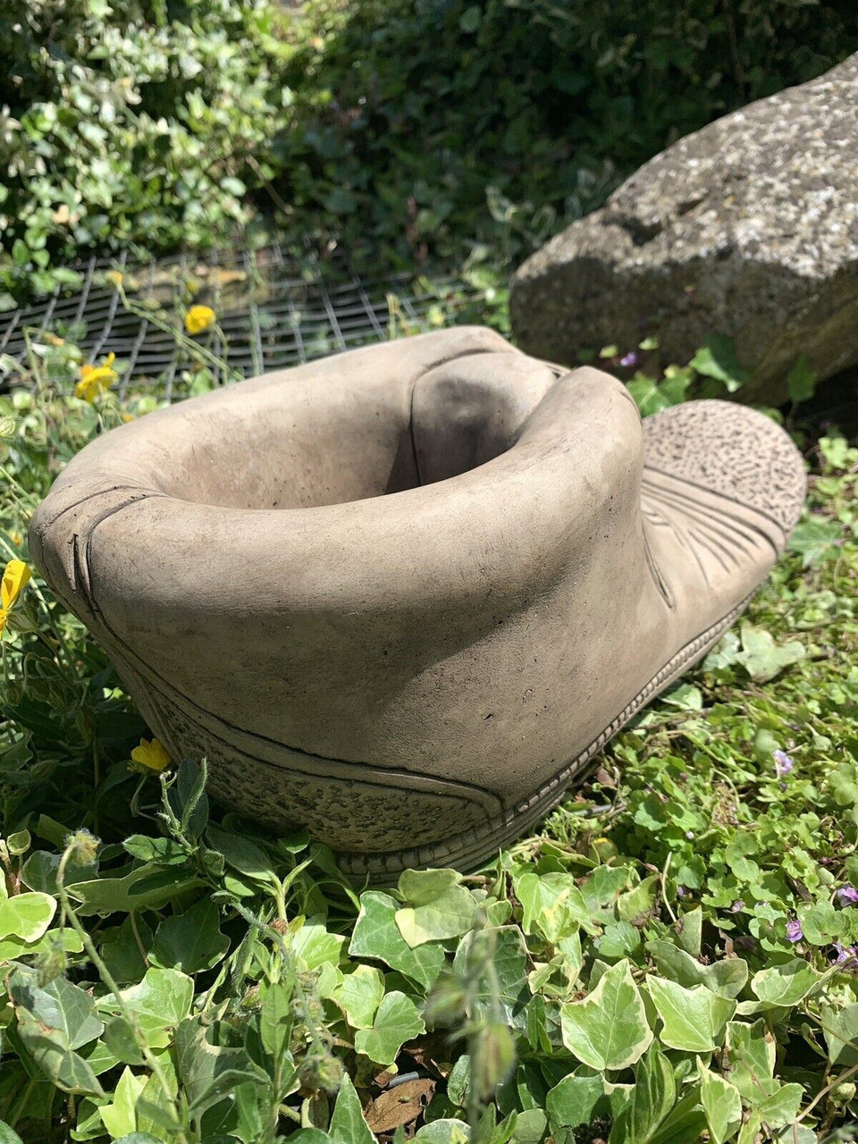 STONE GARDEN DETAILED BOOT PLANTER CONCRETE ORNAMENT 