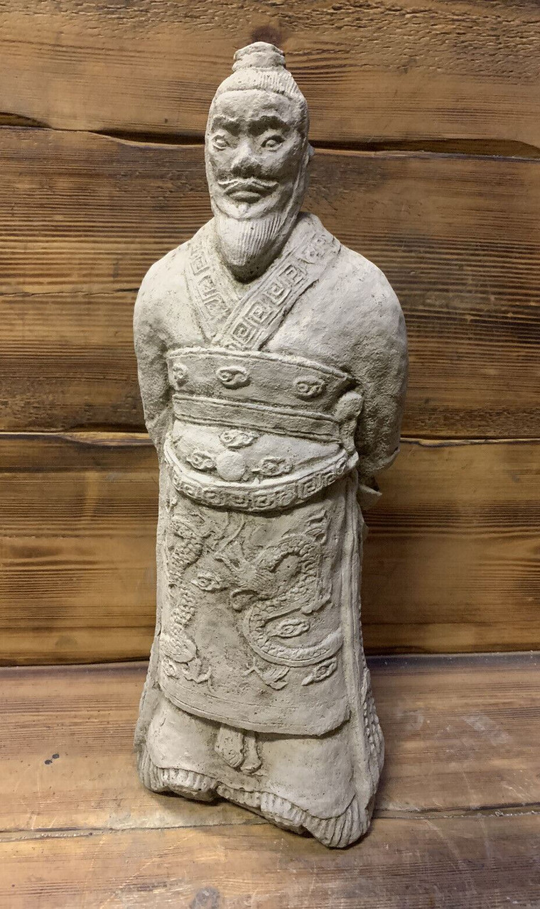 STONE GARDEN CHINESE ORIENTAL CHINESE WARRIOR ZHAN SHI SAMURAI STATUE ORNAMENT