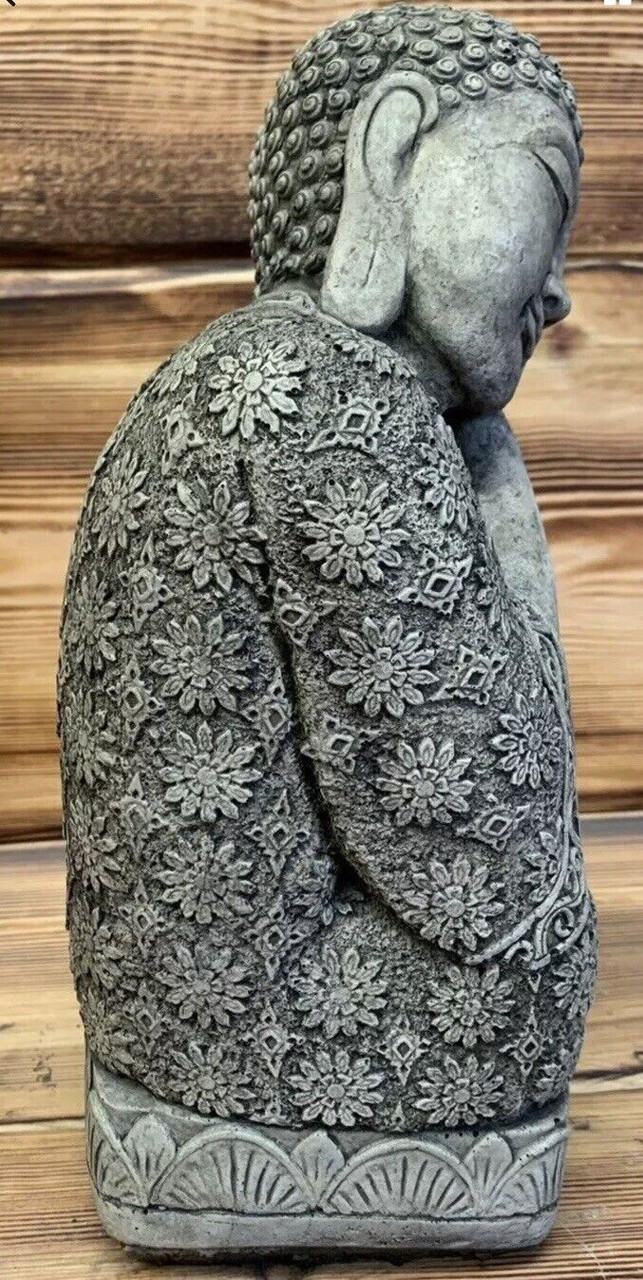 STONE GARDEN SLEEPING WELSH BUDDHA STATUE HAND CAST ORNAMENT