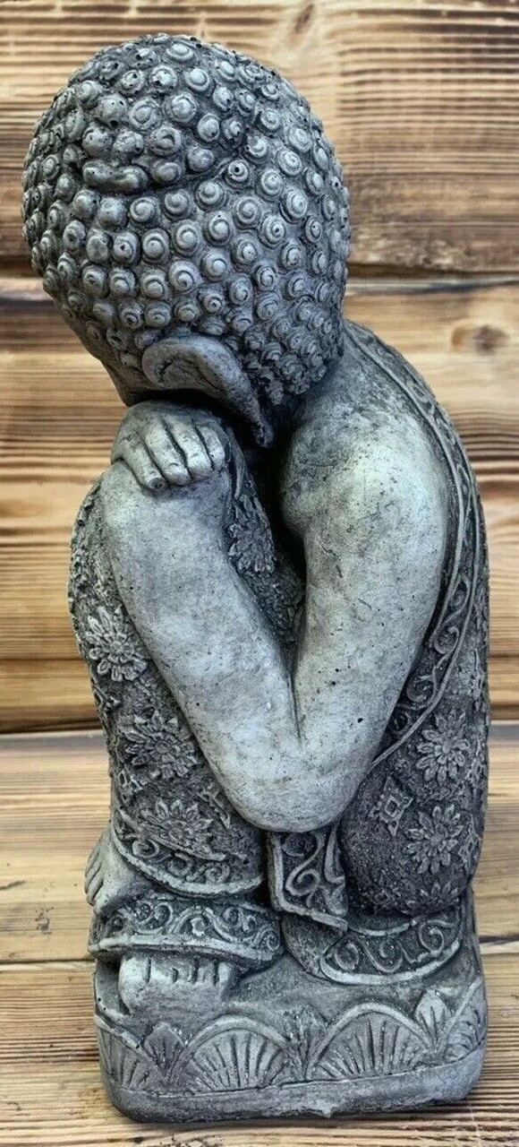 STONE GARDEN SLEEPING WELSH BUDDHA STATUE HAND CAST ORNAMENT