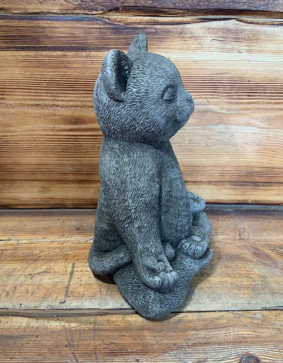 STONE GARDEN MEDITATING YOGA CAT KITTEN CUTE DETAILED CAT ORNAMENT GIFT