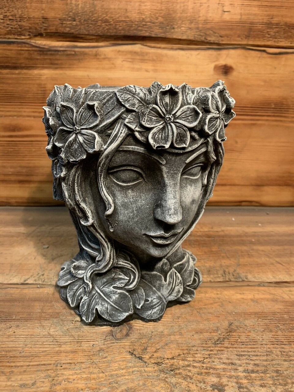 STONE GARDEN FEMALE BUST PLANTER PLANT POT STATUE ORNAMENT 