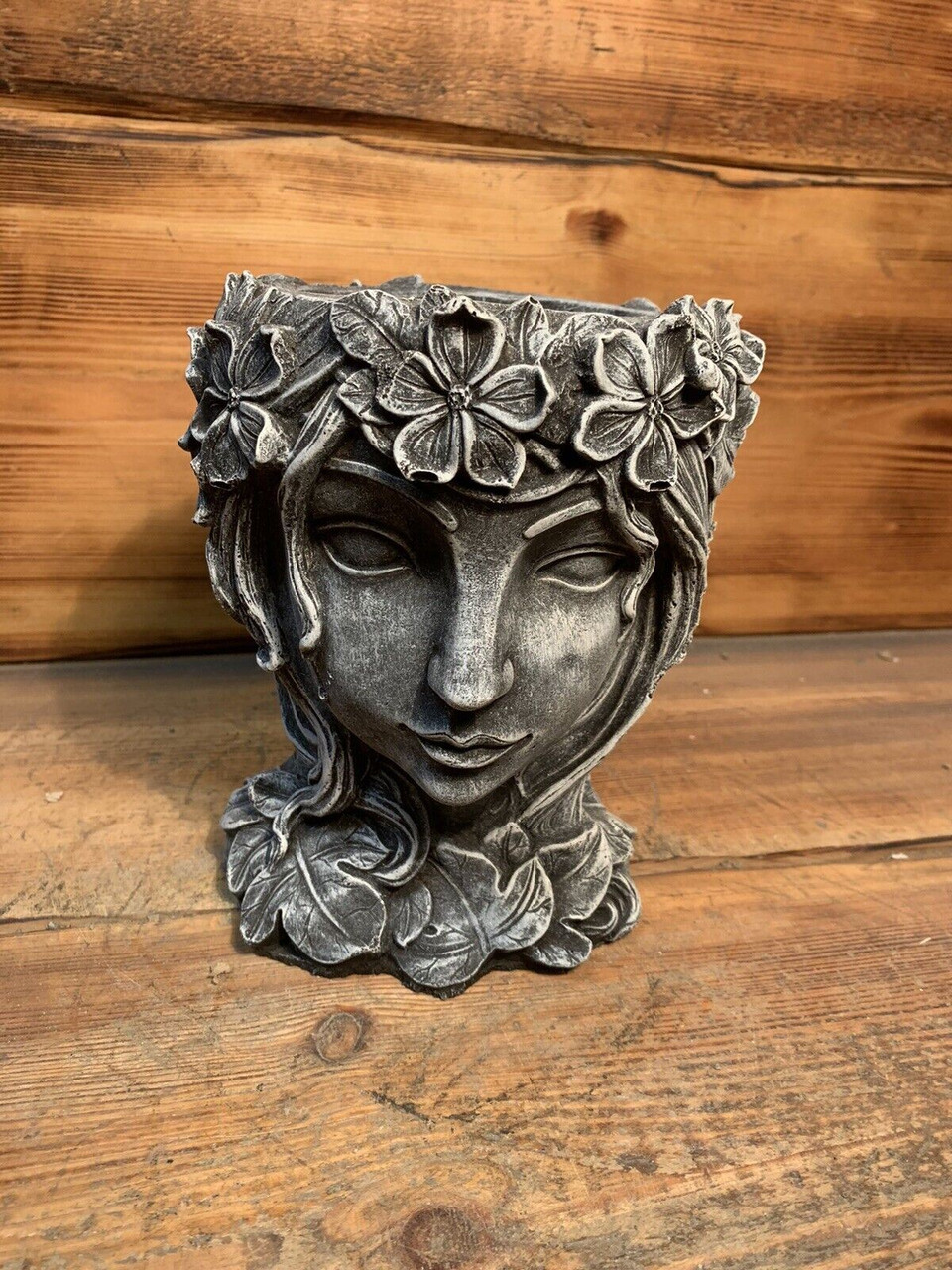 STONE GARDEN FEMALE BUST PLANTER PLANT POT STATUE ORNAMENT 