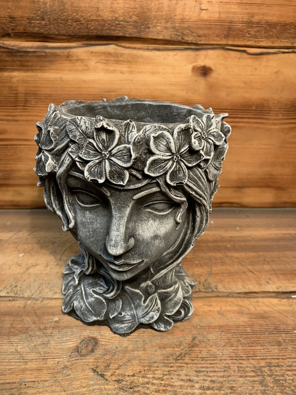 STONE GARDEN FEMALE BUST PLANTER PLANT POT STATUE ORNAMENT 