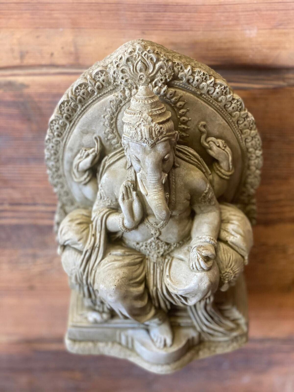 STONE GARDEN GANESH ELEPHANT GOD CUTE BUDDHA WALL PLAQUE GIFT STATUE ORNAMENT