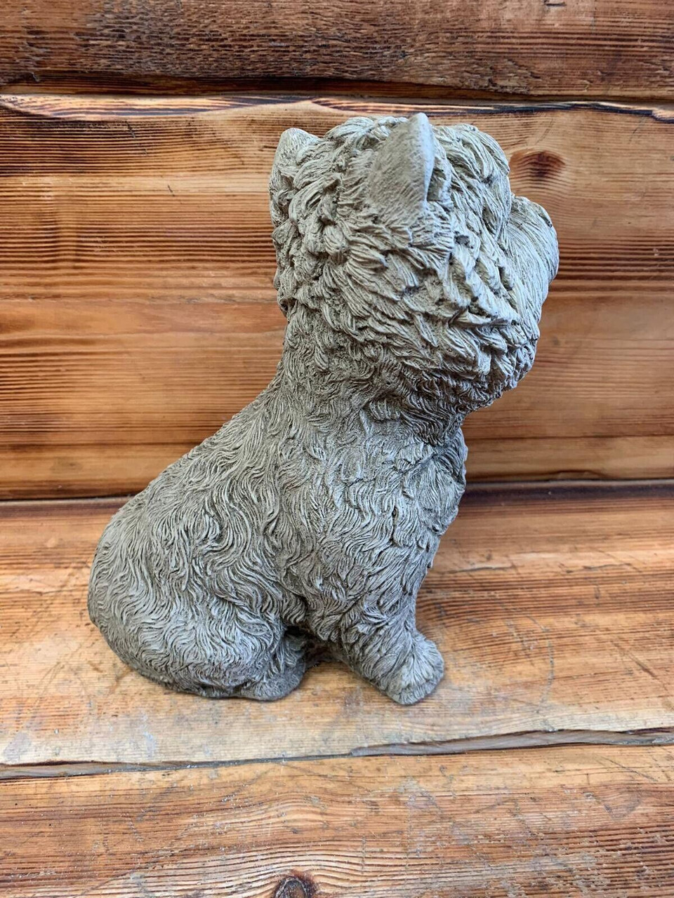 STONE GARDEN DETAILED SITTING TERRIER WESTIE YORKIE DOG GIFT STATUE ORNAMENT