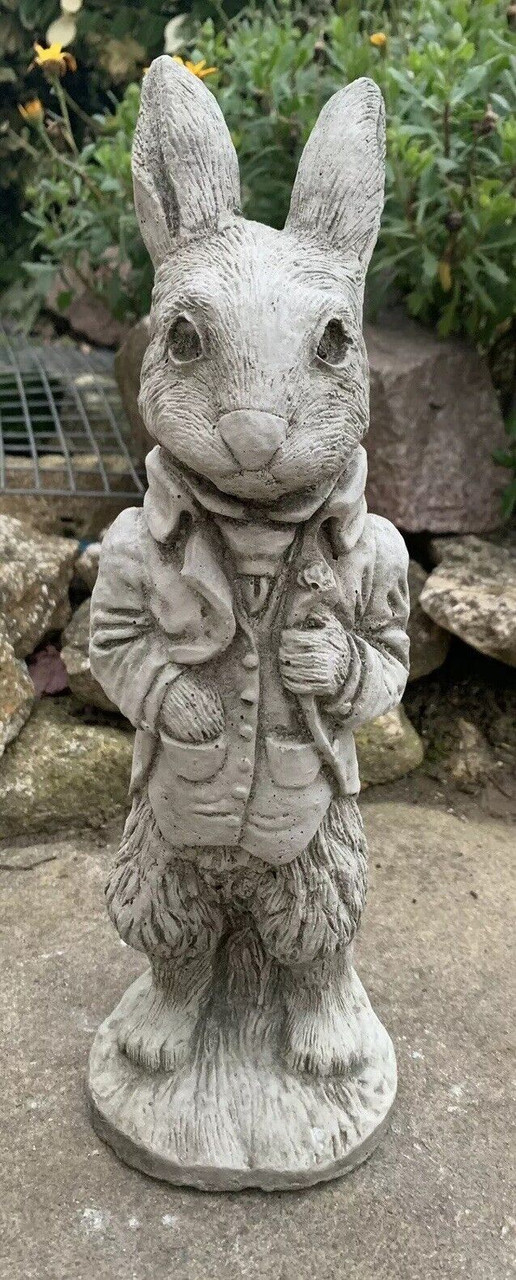 STONE GARDEN PETER RABBIT HAND CAST STONE HARE STATUE ORNAMENT