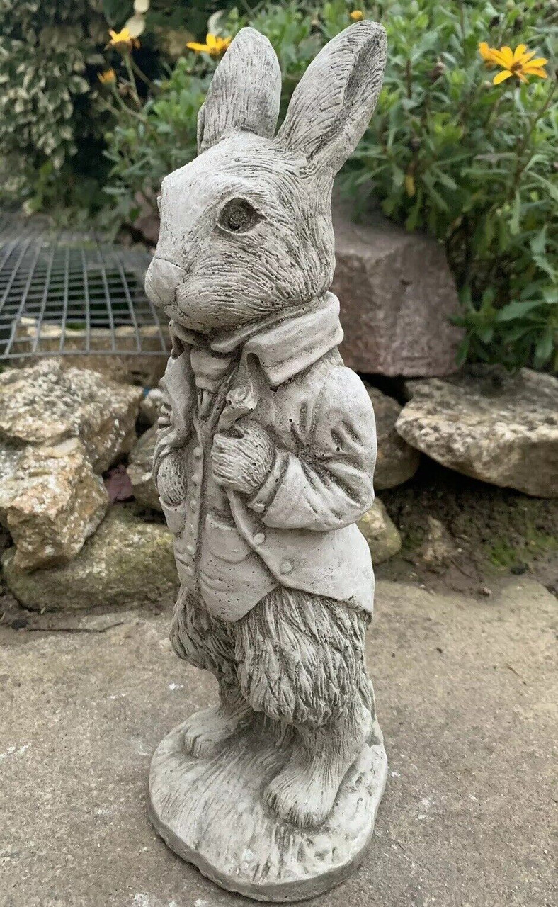 STONE GARDEN PETER RABBIT HAND CAST STONE HARE STATUE ORNAMENT