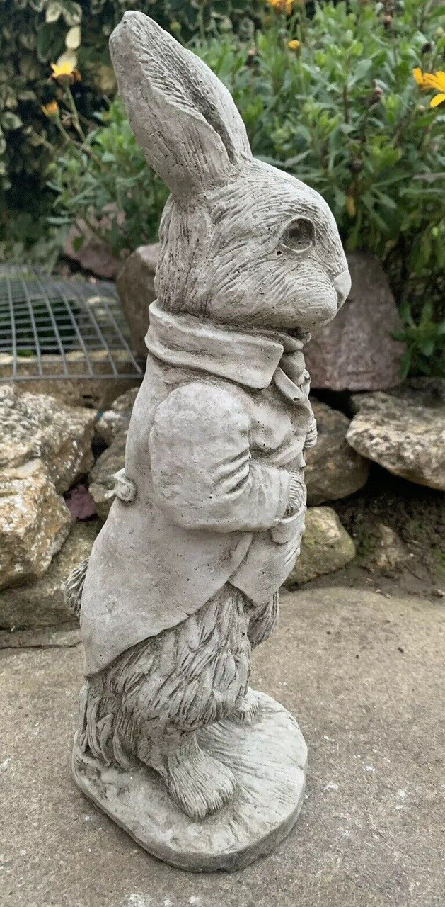 STONE GARDEN PETER RABBIT HAND CAST STONE HARE STATUE ORNAMENT