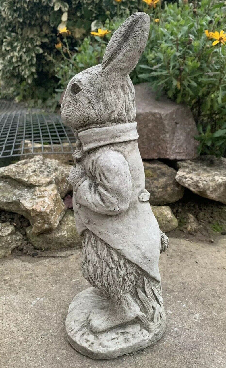 STONE GARDEN PETER RABBIT HAND CAST STONE HARE STATUE ORNAMENT