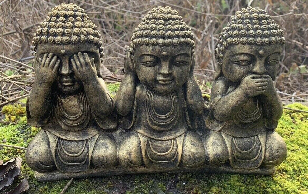 STONE GARDEN SEE HEAR SPEAK NO EVIL BUDDHA CUTE ORNAMENTS