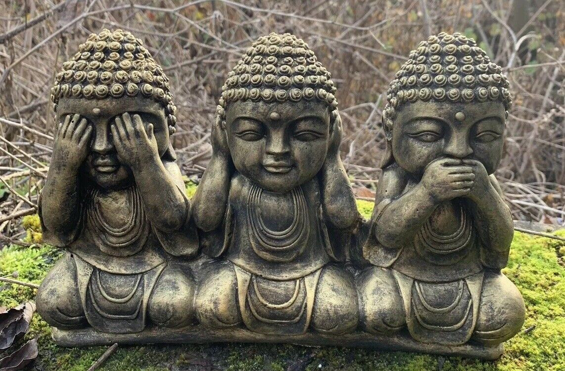 STONE GARDEN SEE HEAR SPEAK NO EVIL BUDDHA CUTE ORNAMENTS