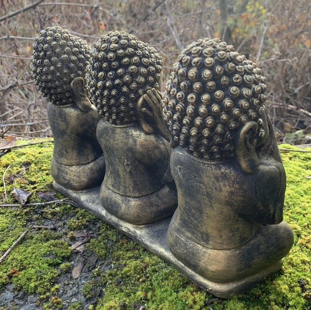 STONE GARDEN SEE HEAR SPEAK NO EVIL BUDDHA CUTE ORNAMENTS