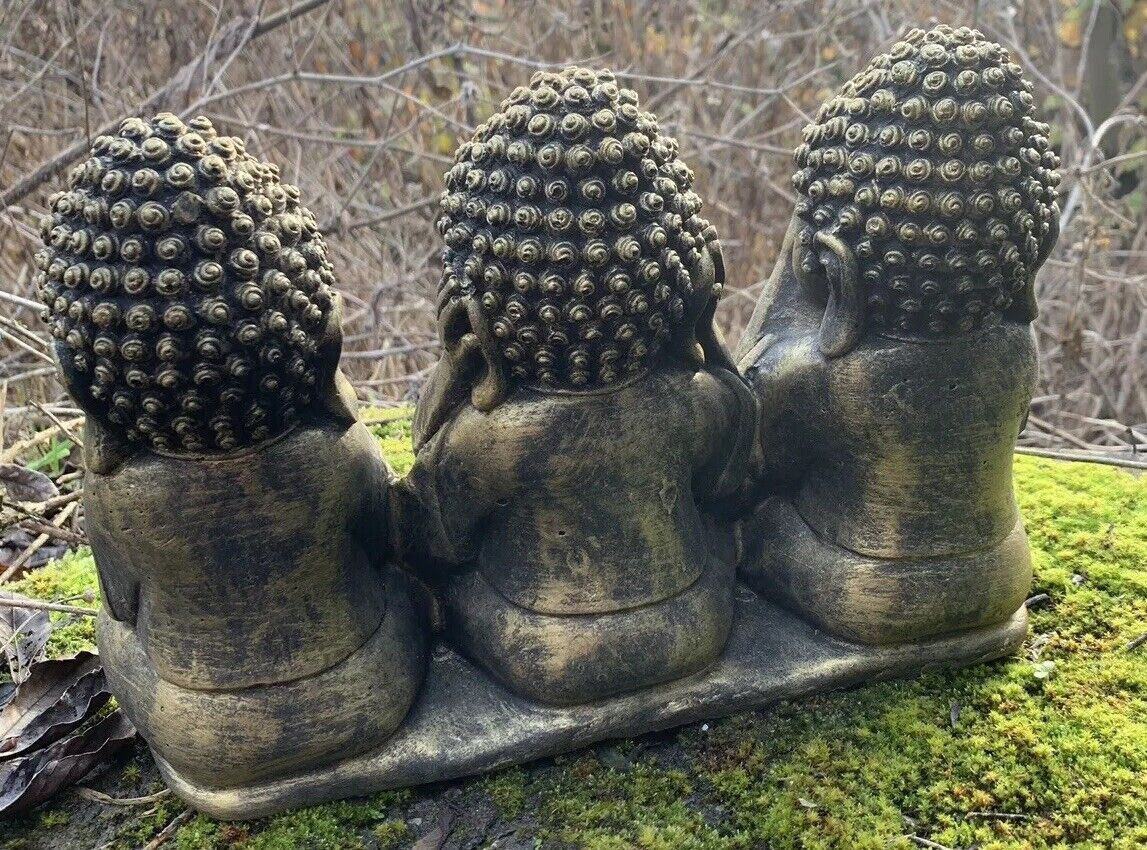 STONE GARDEN SEE HEAR SPEAK NO EVIL BUDDHA CUTE ORNAMENTS