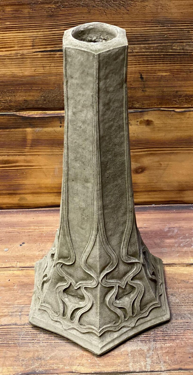 STONE GARDEN LARGE  ART DECO STYLE LEAF VINE DETAILED BIRD BATH STATUE ORNAMENT