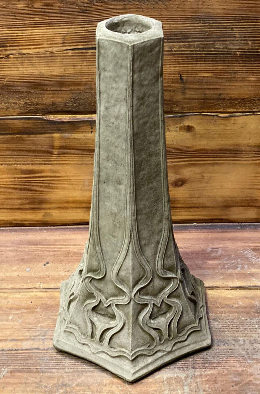 STONE GARDEN LARGE  ART DECO STYLE LEAF VINE DETAILED BIRD BATH STATUE ORNAMENT