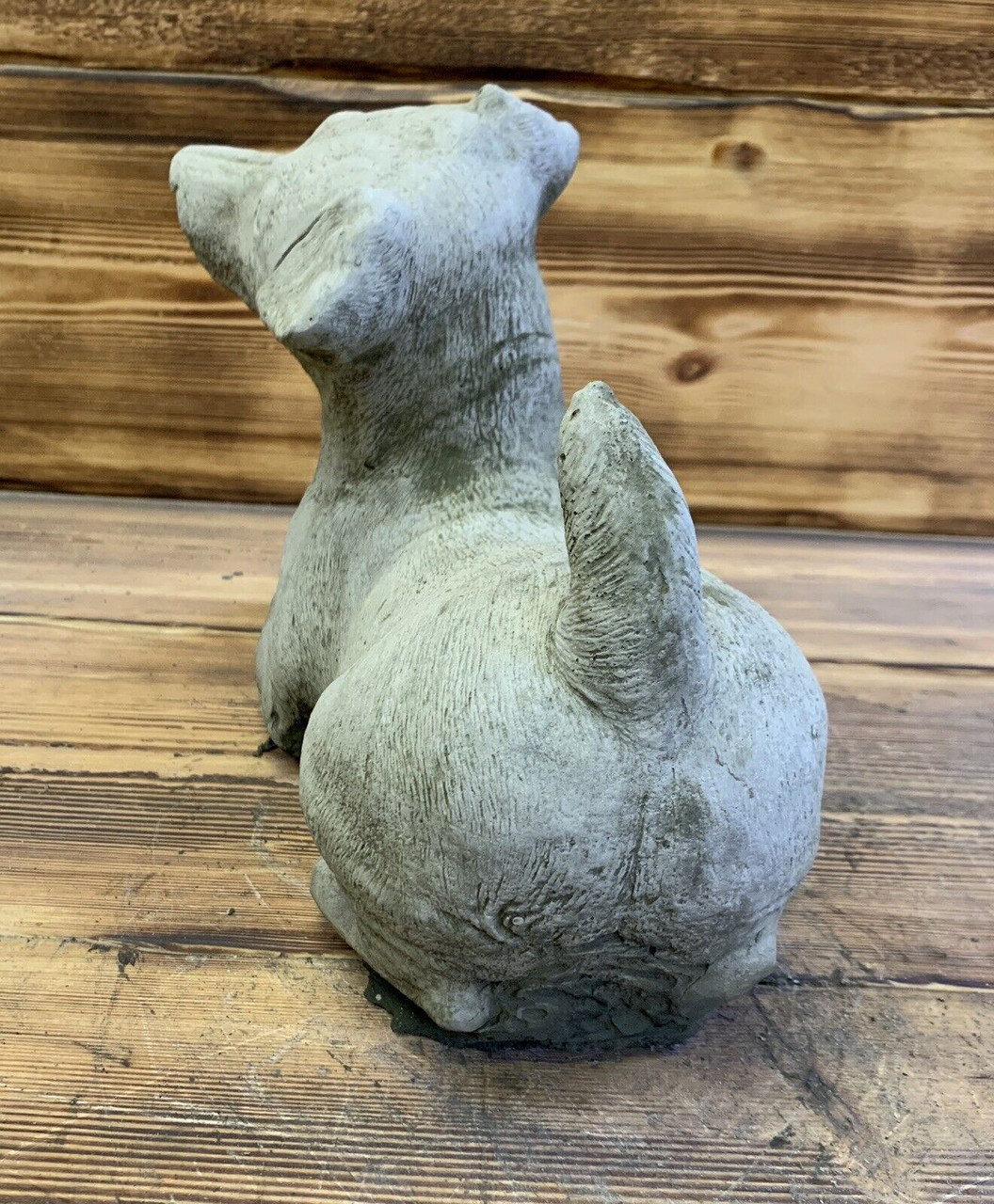 STONE GARDEN LAYING JACK RUSSELL DOG STATUE ORNAMENT