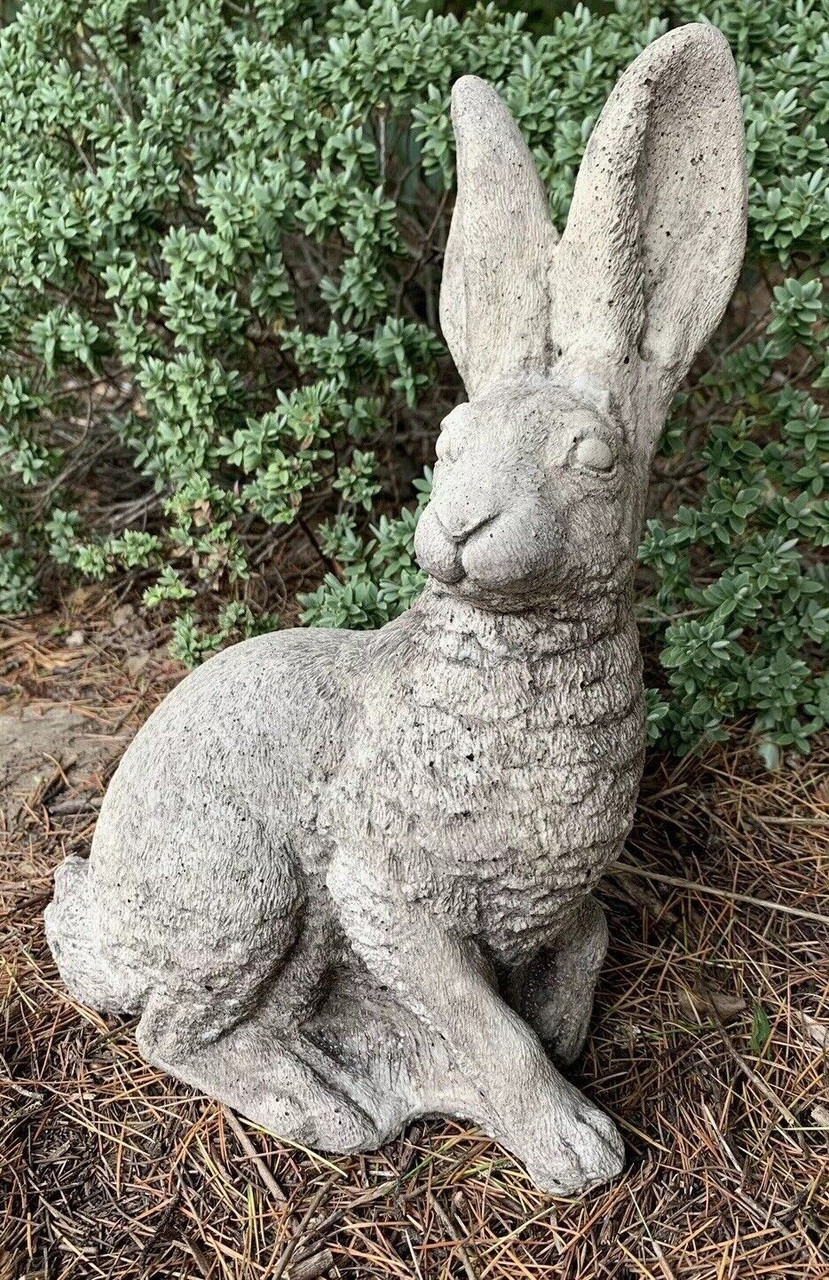 STONE GARDEN LARGE TRADITIONAL HARE DETAILED GARDEN ORNAMENT 