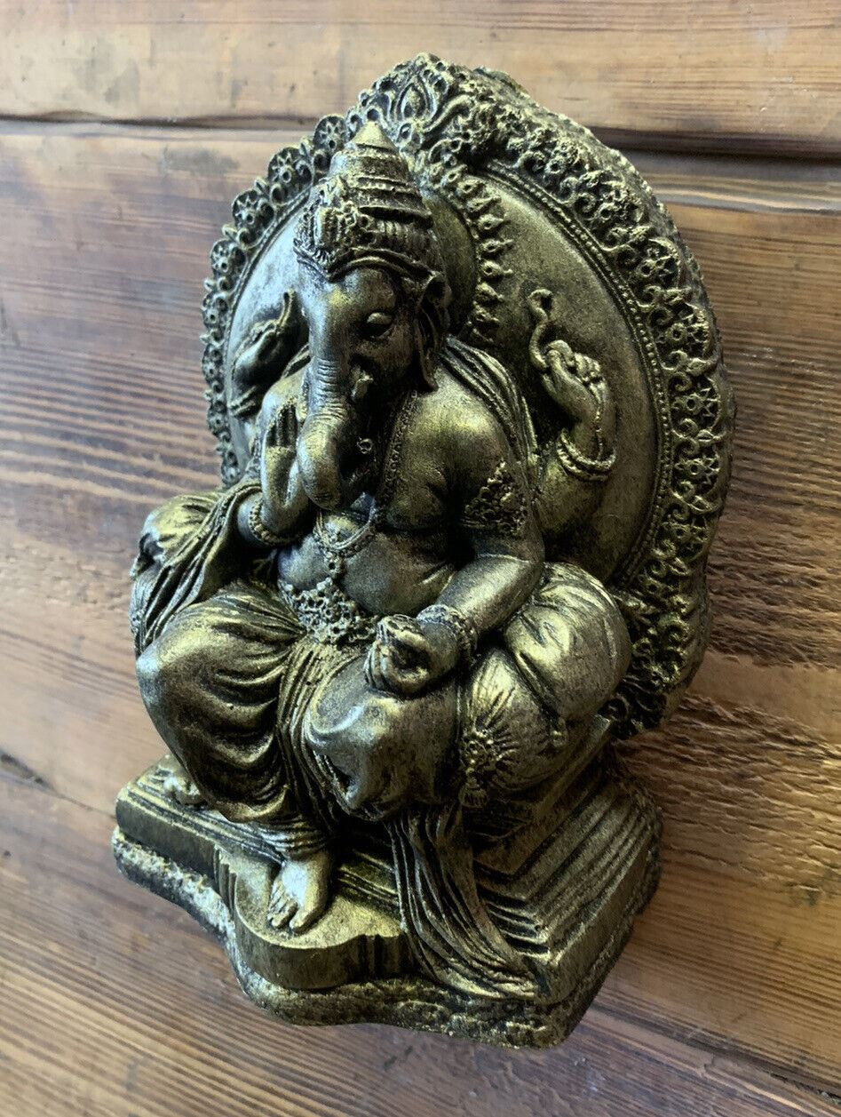 STONE GARDEN GANESH ELEPHANT GOD CUTE BUDDHA WALL PLAQUE BRONZED STATUE ORNAMENT