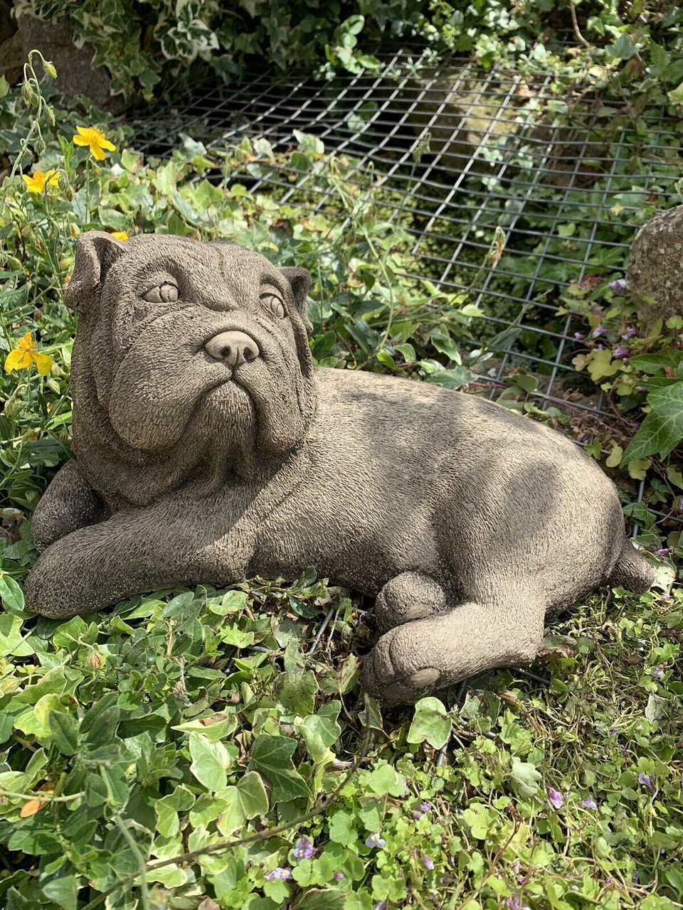 STONE GARDEN SHAR-PEI PUG DOG DETAILED CUTE GIFT CONCRETE ORNAMENT