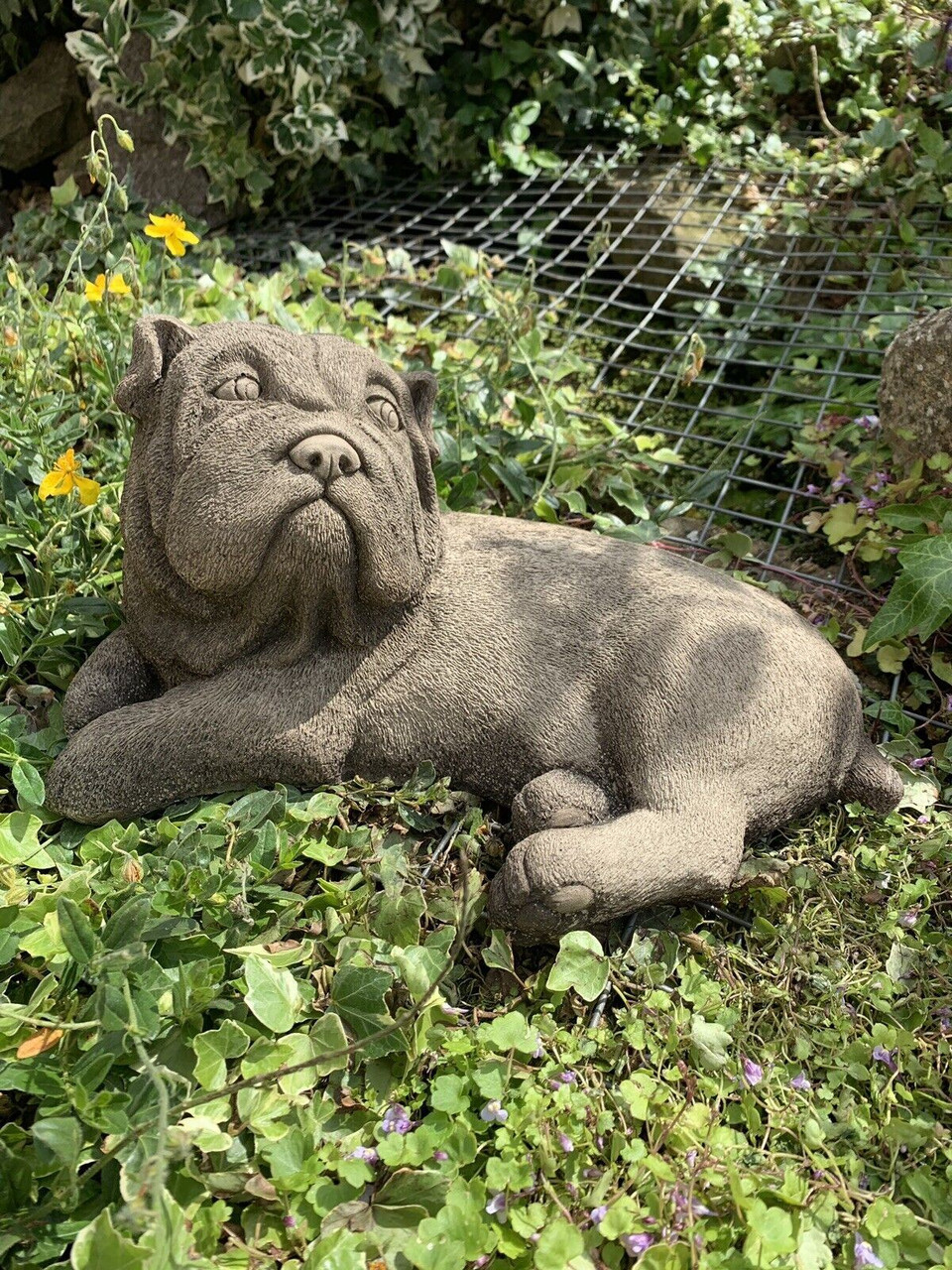 STONE GARDEN SHAR-PEI PUG DOG DETAILED CUTE GIFT CONCRETE ORNAMENT