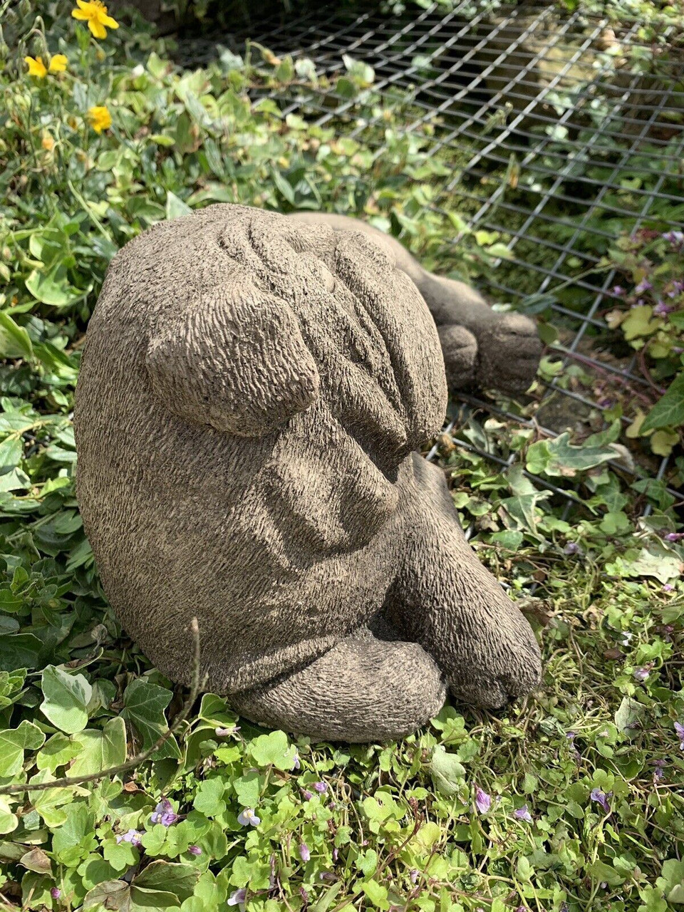 STONE GARDEN SHAR-PEI PUG DOG DETAILED CUTE GIFT CONCRETE ORNAMENT