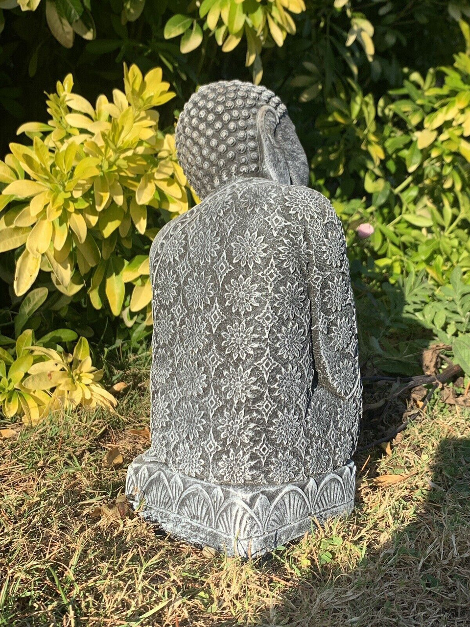 STONE GARDEN SLEEPING WELSH BUDDHA STATUE HAND CAST ORNAMENT HIGHLIGHTED