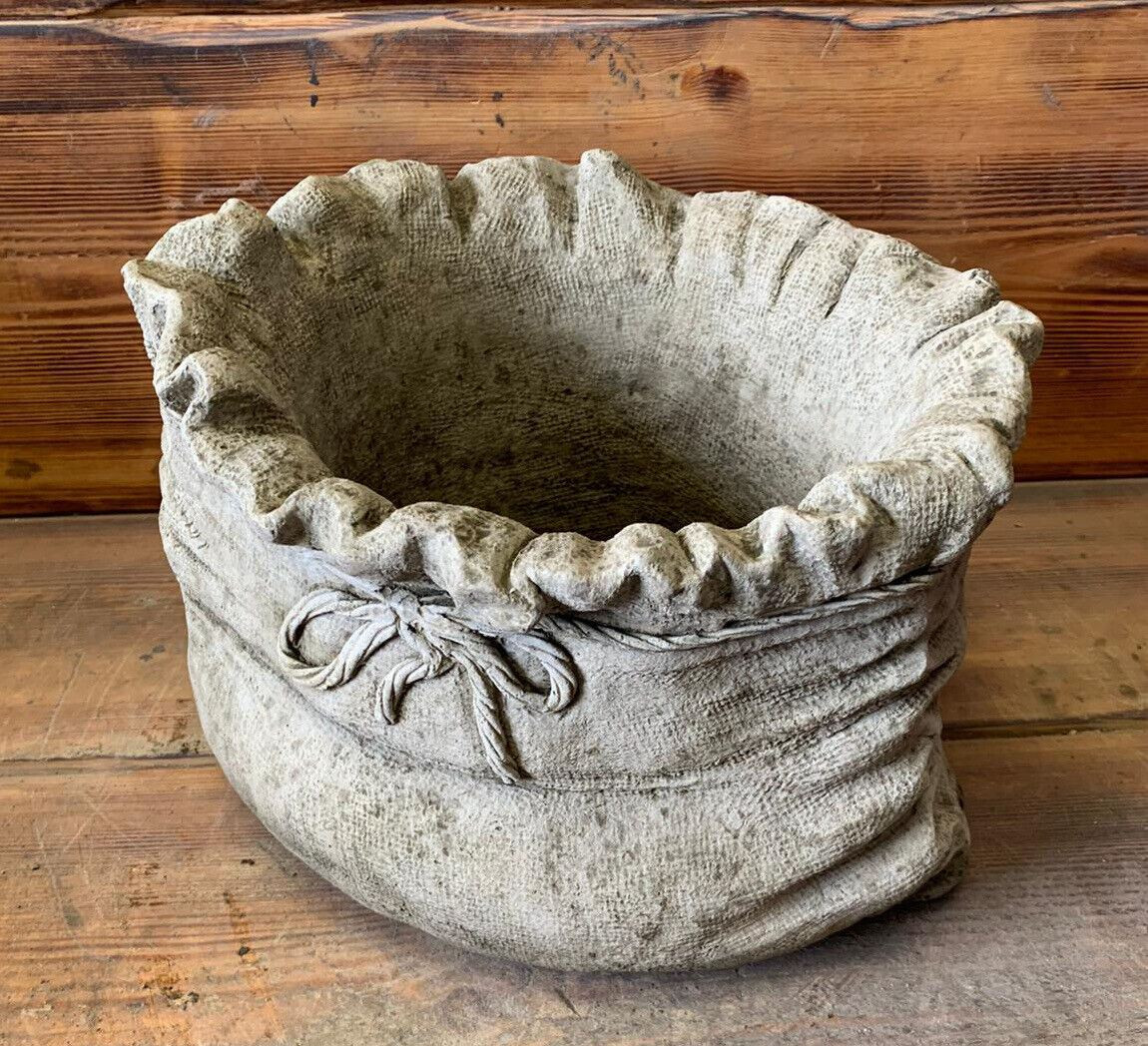 STONE GARDEN SACK PLANTER POT PLANT FLOWER ORNAMENT