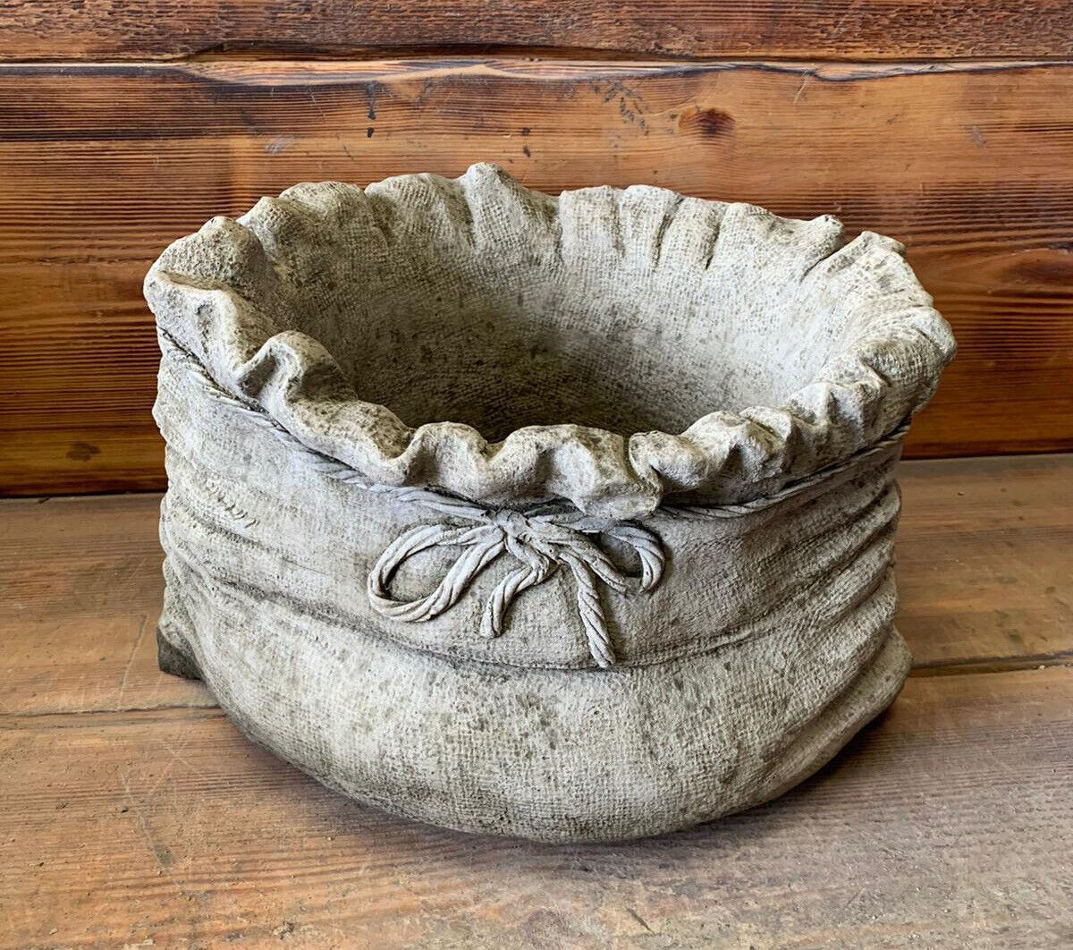 STONE GARDEN SACK PLANTER POT PLANT FLOWER ORNAMENT