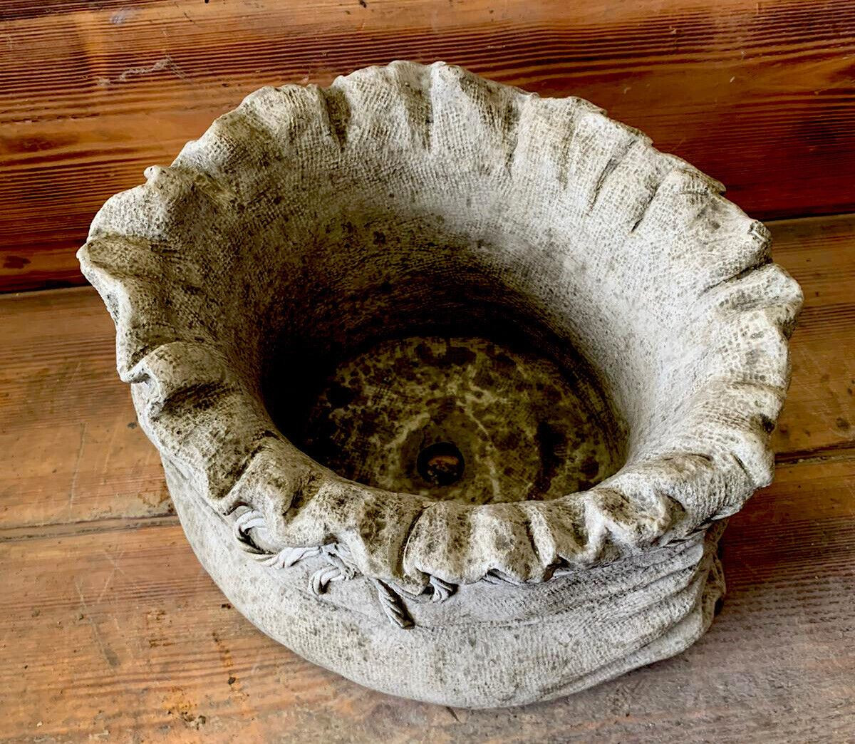 STONE GARDEN SACK PLANTER POT PLANT FLOWER ORNAMENT